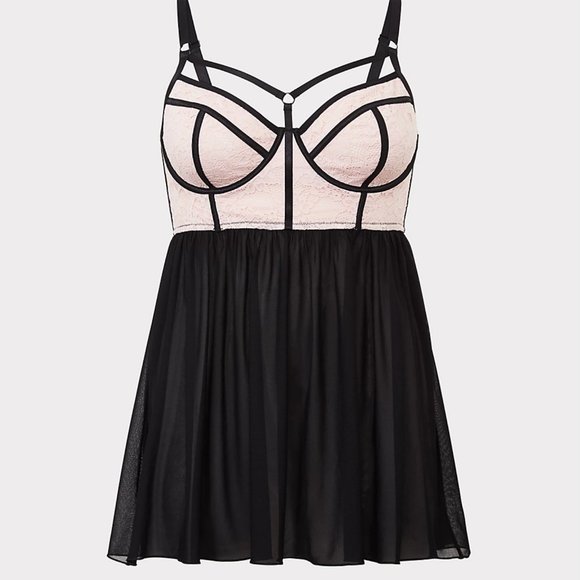 *Sold Torrid Pink Lace Underwire Lingerie Babydoll - Picture 4 of 7